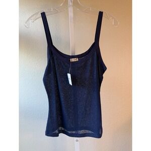 Intimately Free People Navy Blue Metallic Shimmer Tank Top Cami Size M NEW